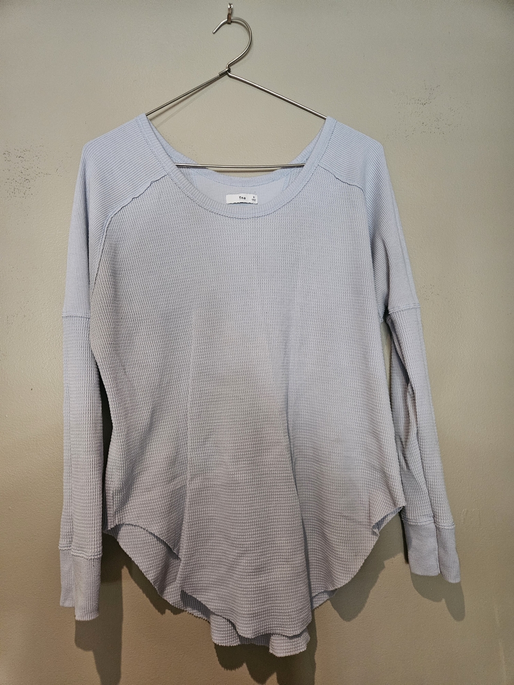 TNA Light Blue Waffle Knit Long-Sleeve Tee